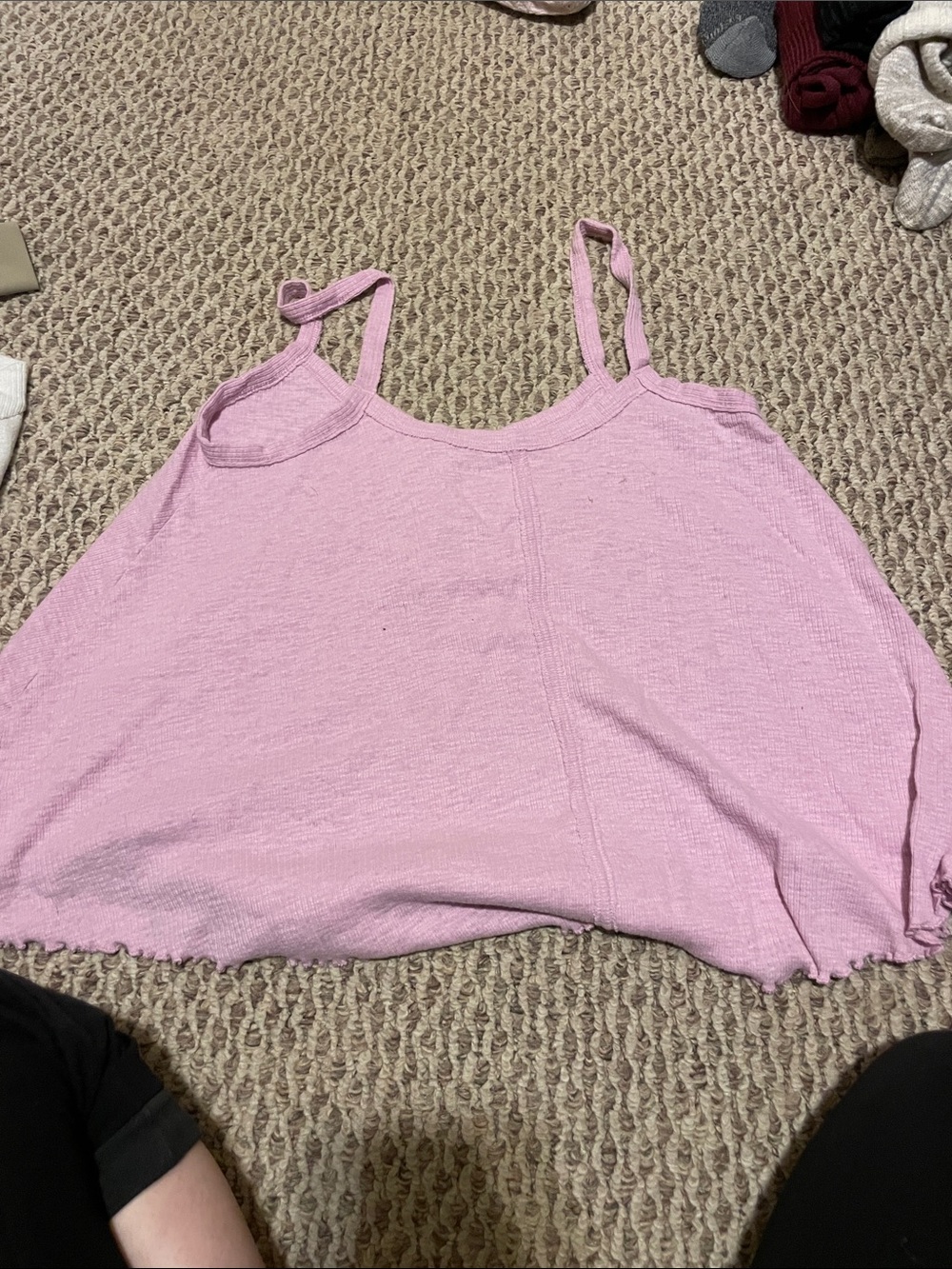Light Lavender Ribbed Cami Tank with Button Front - Picture 2 of 3